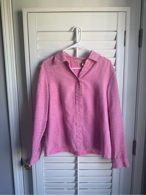 Design Loft pink zebra print button down tagged sz L